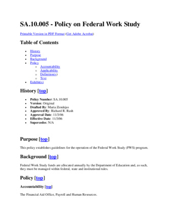 SA.10.005 - Policy on Federal Work Study (website) thumbnail