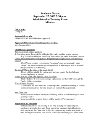 Academic Senate Meeting Minutes for September 27, 2005 thumbnail