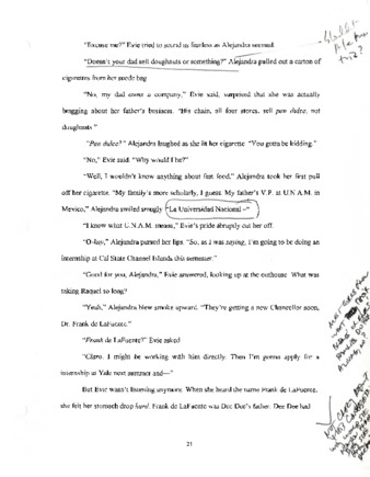 Rough draft of certain pages in Honey Blonde Chica by Michele Serros thumbnail