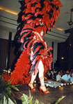 Rachel in an elaborate feather costume. thumbnail