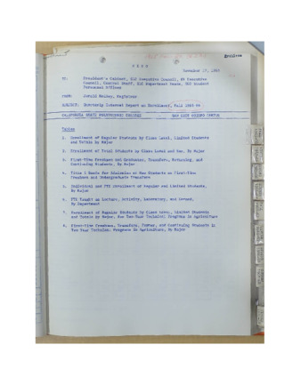 Quarterly internal report on enrollment, Fall 1965-1966 thumbnail
