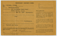 Temporary Visitor's Card for Mr. Joseph Jelinek thumbnail