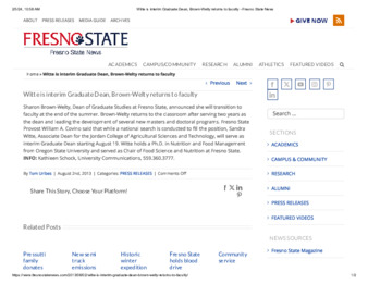 Witte is interim Graduate Dean, Brown-Welty returns to faculty thumbnail