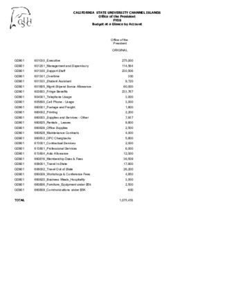Office of the President 2008-2009 Budget by Account thumbnail