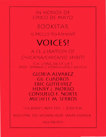 Bookstar is proud to present Voices! A celebration of Chicana/Chicano Spirit! thumbnail