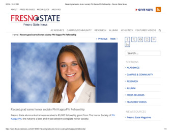 Recent grad earns honor society Phi Kappa Phi Fellowship thumbnail