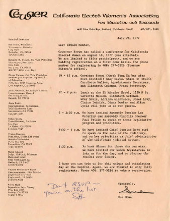 California Elected Women's Association for Education and Research membership letter thumbnail