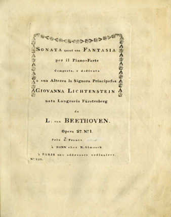 Piano sonata in E-flat major, op. 27, no. 1, published by Simrock thumbnail