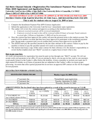 Registration Fee Installment Payment Plan Contract Fall 2009 (Revised) thumbnail