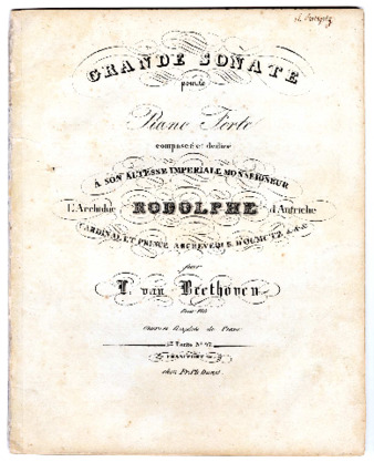Grande sonate pour le piano forte, oeuv. 106 composée et dedieé à son altesse imperiale Monseigneur l'Archiduc Rodolphe d'Autriche ... par L. van Beethoven thumbnail