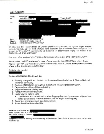 Email from Jim Hensley regarding Ormond Beach goals thumbnail