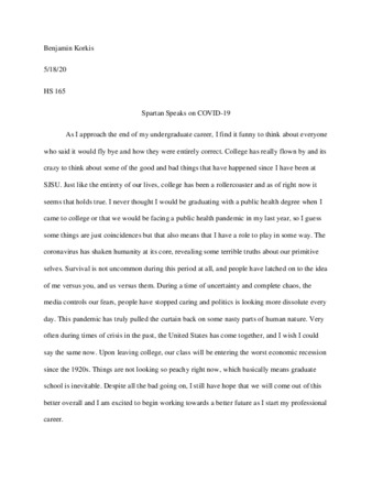 Benjamin Korkis COVID-19 Narrative thumbnail