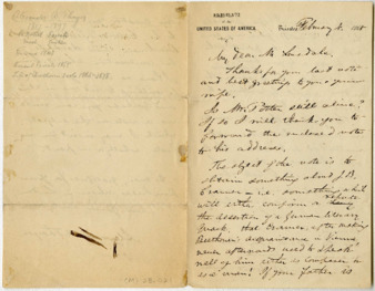 Autograph letter signed from Thayer to Robert Lonsdale, February 4, 1868 thumbnail