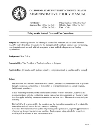 SP 04-31 Policy on the Animal Care and Use Committee thumbnail