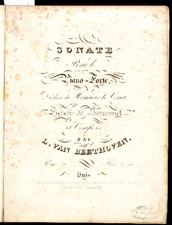 Sonate pour le piano-forte dédié à Monsieur le Comte François de Brunswick et composée par L. van Beethoven. Oeuv. 57 thumbnail