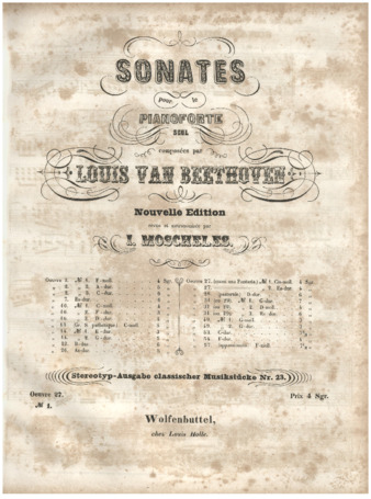 Piano sonata no. 13, op. 27, no. 1, edited by Moscheles, with Moscheles' metronome markings thumbnail