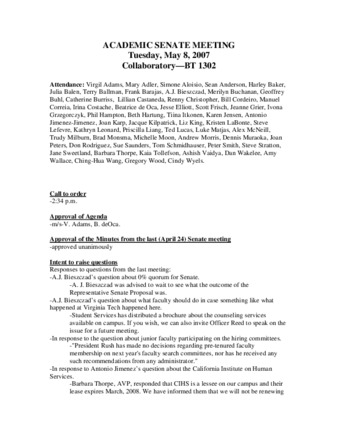 Academic Senate Meeting Minutes for May 8, 2007 thumbnail
