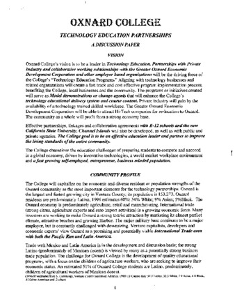 A Discussion Paper: Oxnard College - Technology Education Partnerships thumbnail