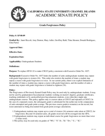 SP 08-09 Grade Forgiveness Policy (Supersedes SP 03-32) thumbnail