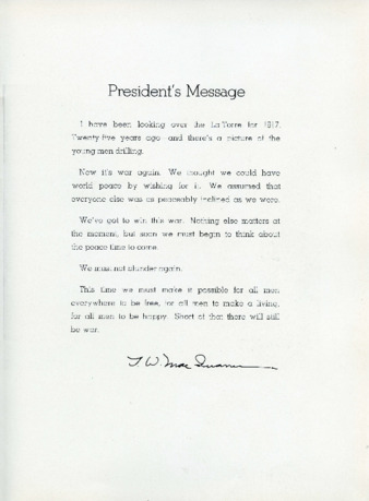 President MacQuarrie's Message, 1942 thumbnail