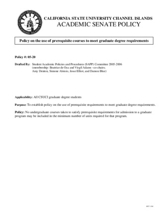 SP 05-20 Policy on the Use of Prerequisite Courses to Meet Graduate Degree Requirements thumbnail