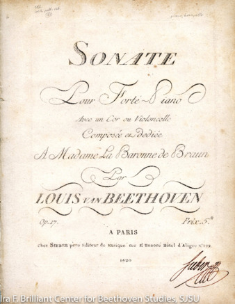 Sonata for horn and piano in F major, op. 17, published by Sieber (piano part only) thumbnail