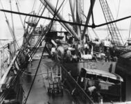 Unloading Civil War field wagon at transport docks thumbnail