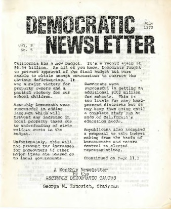 Democratic Newsletter Volume 2 No. 5 thumbnail