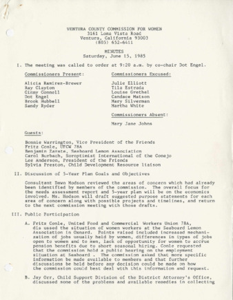 Minutes June 15, 1985 thumbnail