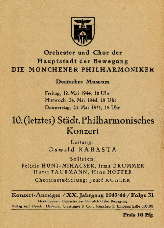 Orchestra and chorus of the Munich Philharmonic at the German Museum, May 19, 24, and 25, 1944, directed by Oswald Kabasta thumbnail