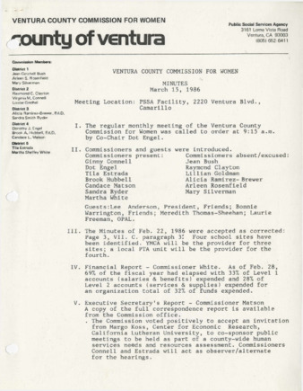 Minutes March 15, 1986 thumbnail