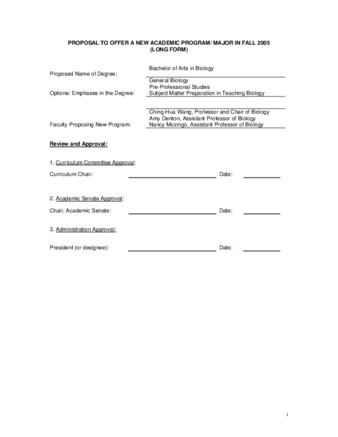 SP 04-18 Proposal to Offer a New Academic Program - Major in Fall 2005 - Bachelor of Arts in Biology thumbnail
