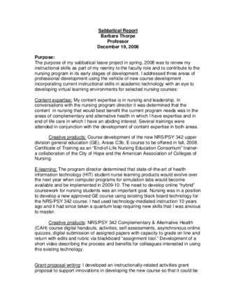 Sabattical Report December 19, 2008 thumbnail