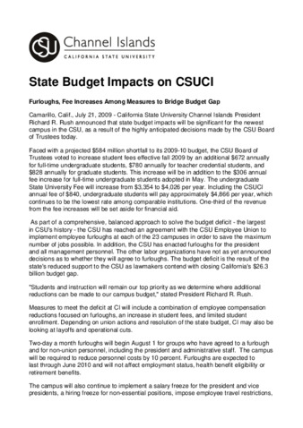 State Budget Impacts on CSUCI thumbnail