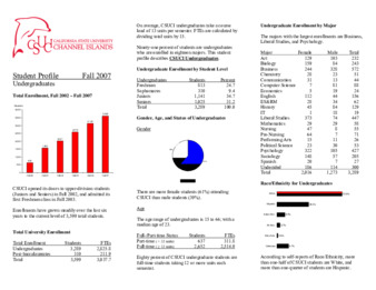 Fall 2007 Student Profile UndergraduateFall 2007 Student Profile Undergraduate thumbnail