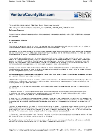 Wanted Ad Printed in Ventura County Star For Bracero Project Participation thumbnail