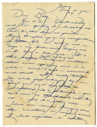 Correspondence from Honey Toda to Betty Salzman, December 25, 1942 thumbnail