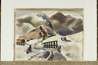 Train Tracks, Foothills, And Bridge thumbnail