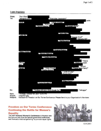 Email To Lupe Anguiano about the Freedom on Our Terms Conference: Continuing the Battle for Women's Equality thumbnail