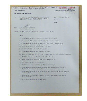 Quarterly internal report on enrollment, Winter 1979 thumbnail