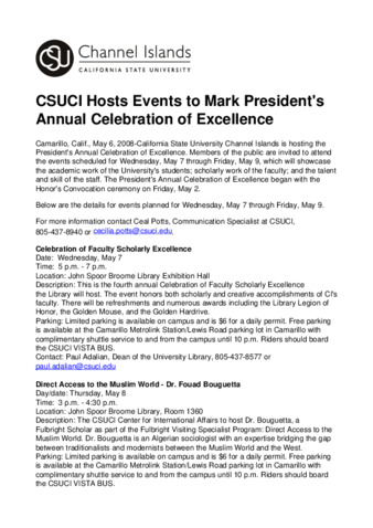 CSUCI Hosts Events to Mark President's Annual Celebration of Excellence thumbnail