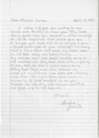 Letter from Sandra Jacinto thumbnail