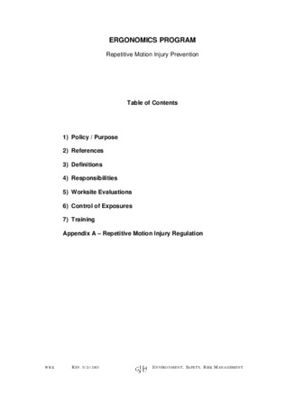 Ergonomics Program: Repetitive Motion Injury Prevention thumbnail