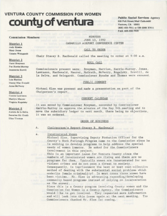 Minuts June 13, 1992 thumbnail