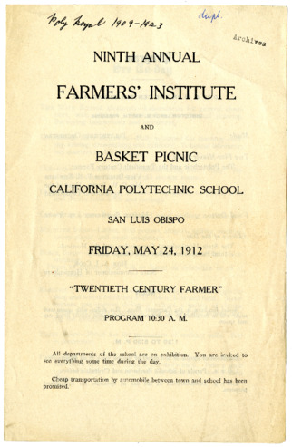 Ninth Annual Farmers' Institute and Basket Picnic Program thumbnail