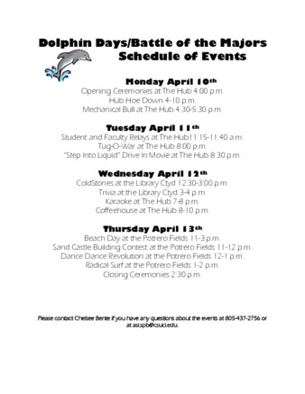 2006 Student Programming Board Battle Of The Majors Schedule of Events thumbnail