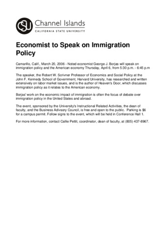 Economist to Speak on Immigration Policy thumbnail