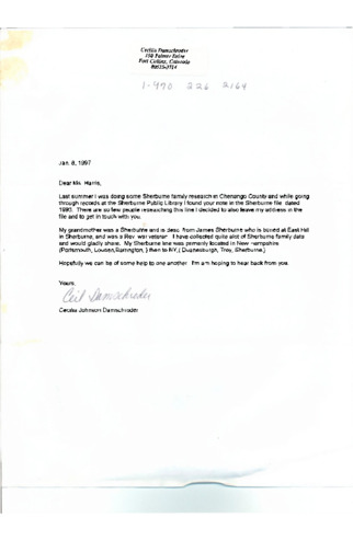 Correspondence to Jean Harris regarding genealogy thumbnail