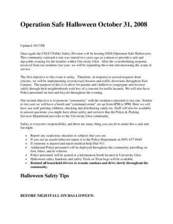 Operation Safe Halloween October 31, 2008 (website) thumbnail