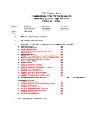 Curriculum Committee Meeting Minutes for November 29, 2010 thumbnail